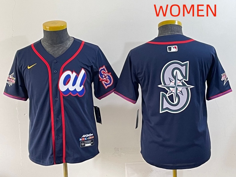 Women 2025 Seattle Mariners Blank Drak Blue All star Blank Blue Nike MLB Jersey style 5